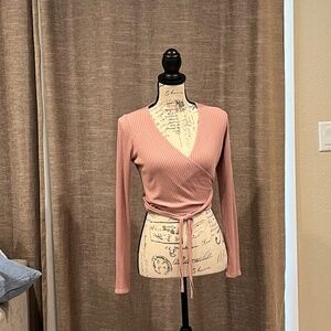 Reformation Jeans, size M, wrap knit top, blush color